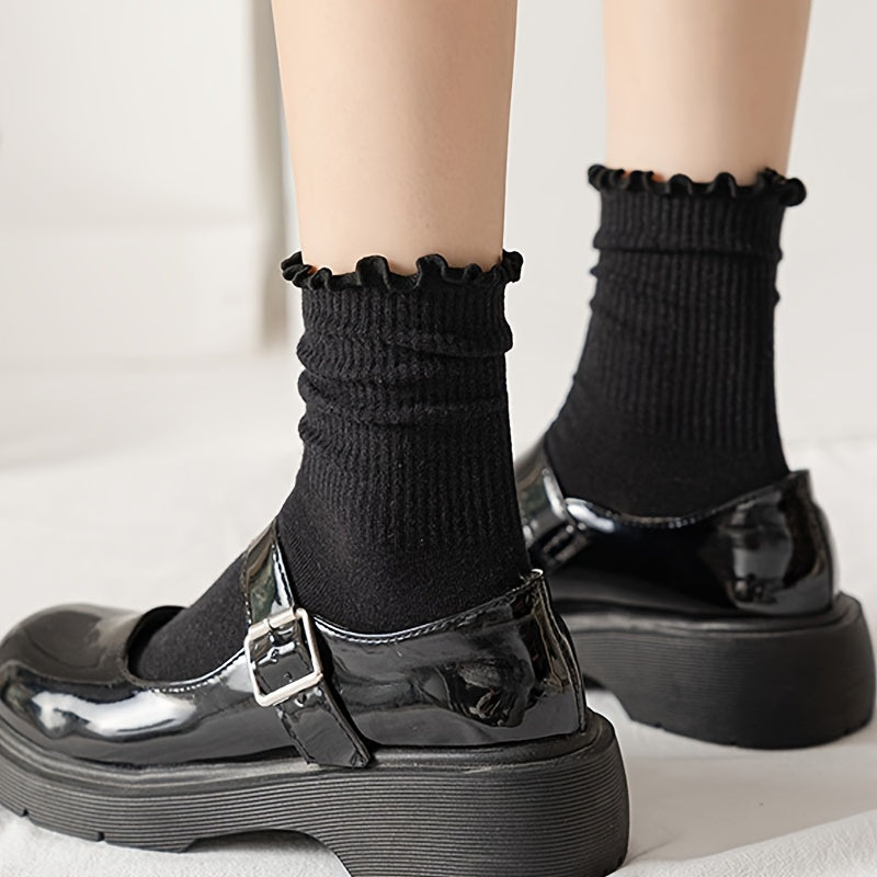 6 Pairs Teen Girl's Soft Crew Socks for Outdoor Wear