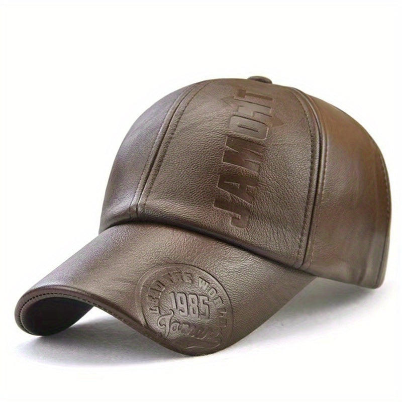Men's Leather Warm Baseball Cap For Cycling