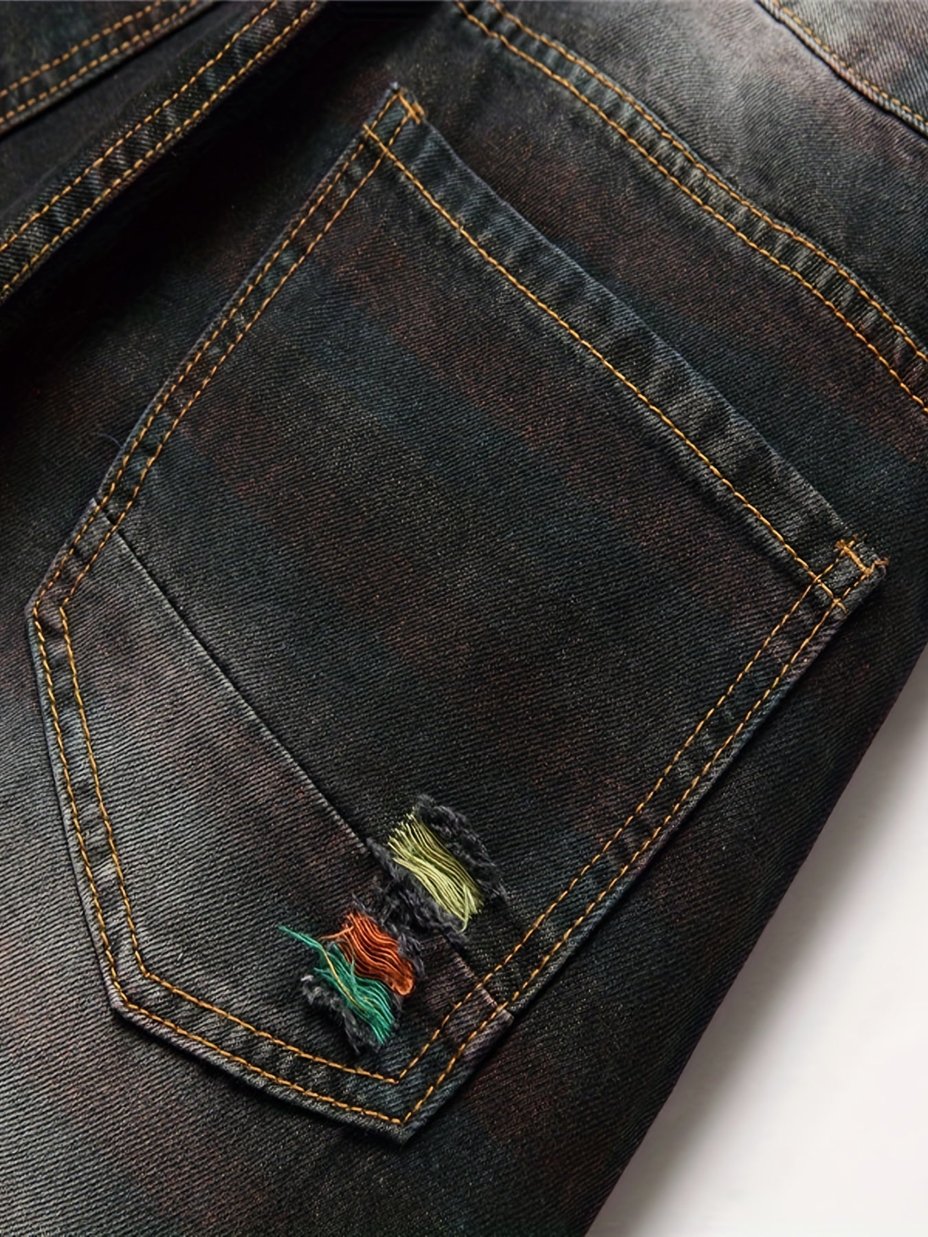 Men's Ripped Cotton Jeans Street Style Denim Pants
