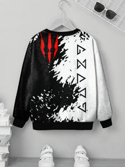 Triangle Print Boys Sweatshirt Long Sleeve Pullover Top
