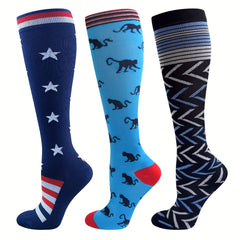 Stretchy Compression Socks for Women - Sports Calf Socks for Cycling & Running