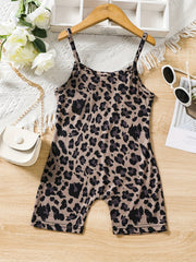 Toddler Girls Leopard Graphic Cami Rompers Kids Summer Clothes