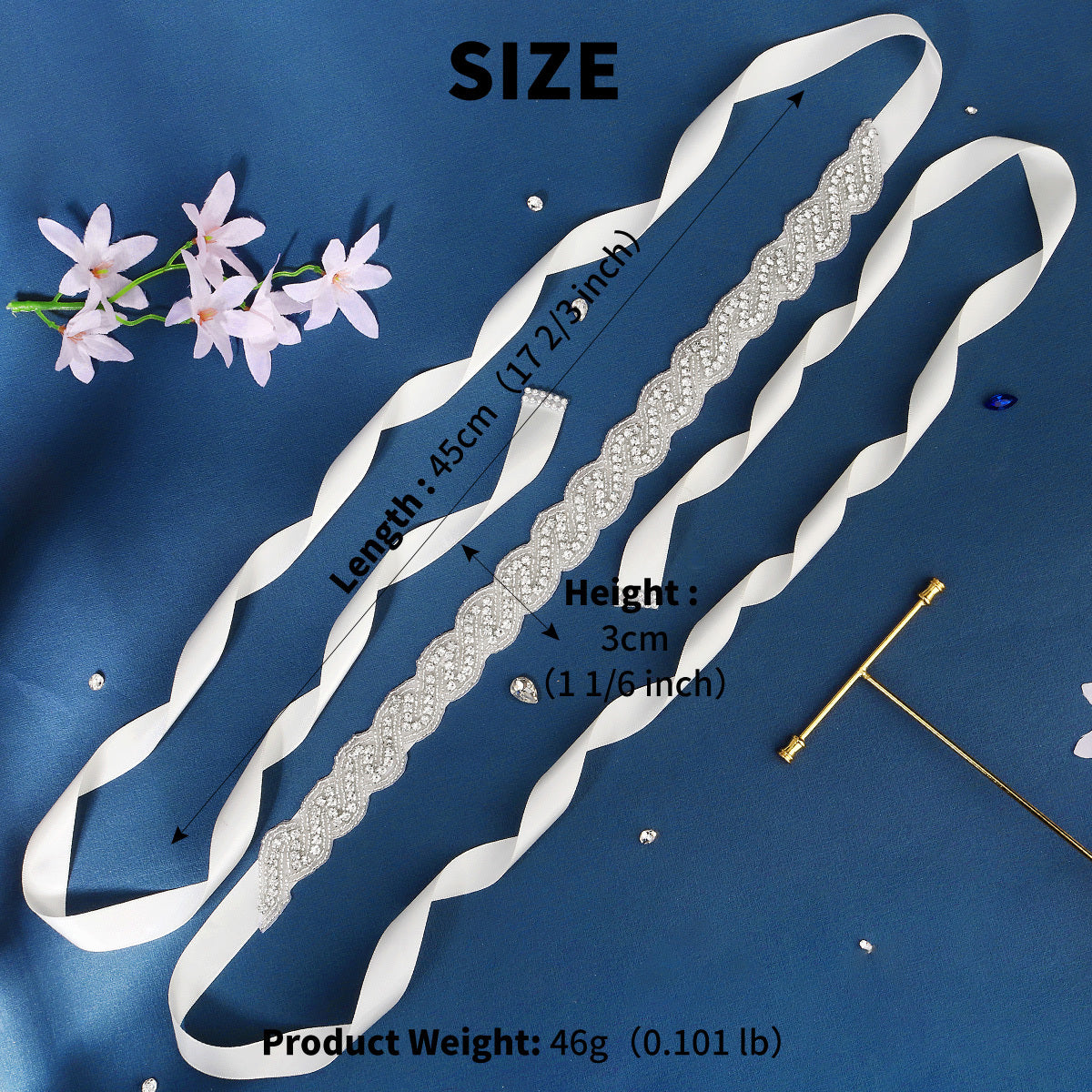 Rhinestone Bridal Girdle - Wedding Dress Belt Accessory