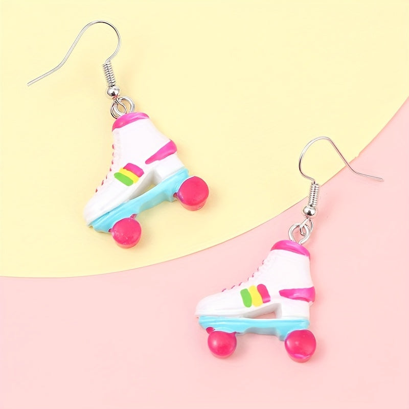 Cartoon Roller Skates Pattern Drop Earrings for Girls