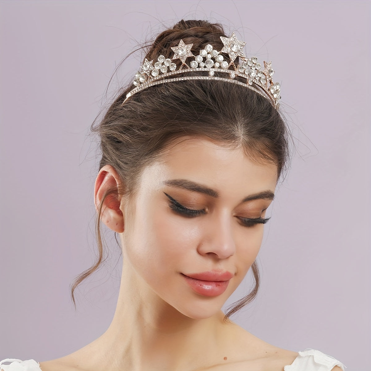 Alloy Rhinestone Crown Hairband Headband for Princess Tiara