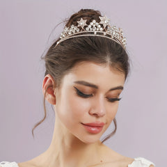 Alloy Rhinestone Crown Hairband Headband for Princess Tiara