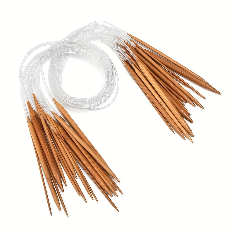 18pcs Circular Sweater Needles Carbonized Wooden Rod Needles Knitting Tools
