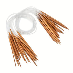 18pcs Circular Sweater Needles Carbonized Wooden Rod Needles Knitting Tools