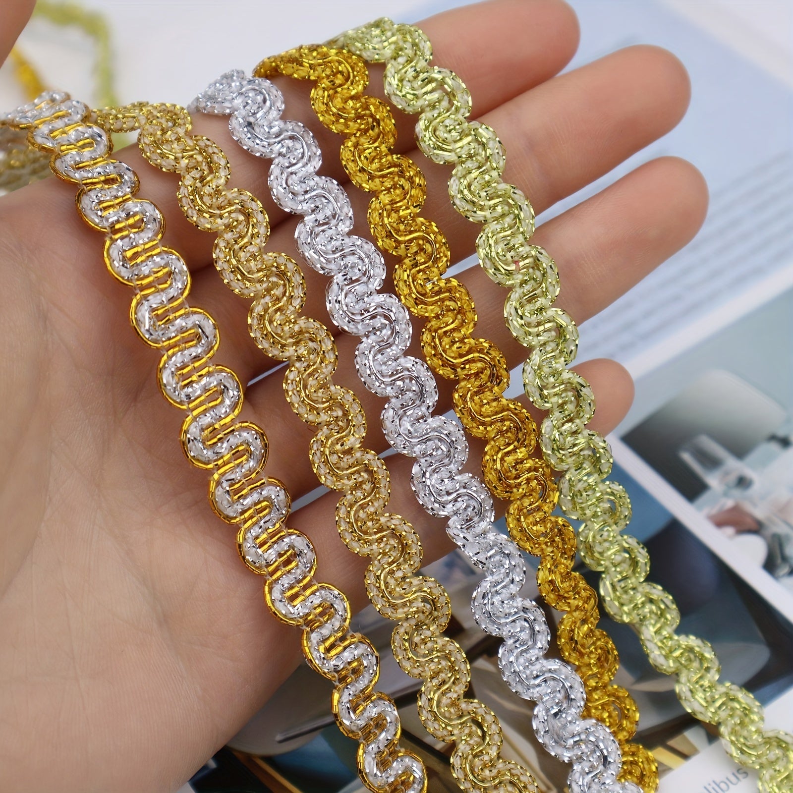 5yds Gold Silver Braid Lace Trim Metallic Ribbon DIY Crafts Sewing