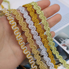 5yds Gold Silver Braid Lace Trim Metallic Ribbon DIY Crafts Sewing