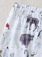 2pcs Animal Print Elastic Waist Pants & Hat Set for Baby Boys & Girls