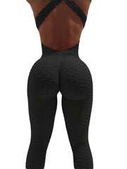 Backless Yoga Bodysuit Criss Cross Sports Jumpsuit Women's Activewear