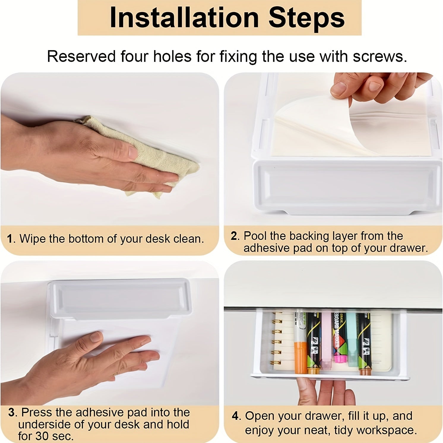 Under Desk Drawer Storage Box Slide Out Desktop Drawer Attachment