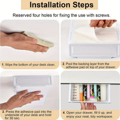 Under Desk Drawer Storage Box Slide Out Desktop Drawer Attachment