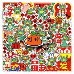 50pcs Dragon Year Cartoon Dragon Animal Print Graffiti Stickers