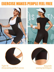 Sporty Shaping Bodysuit Short Sleeve Weight Loss Suit