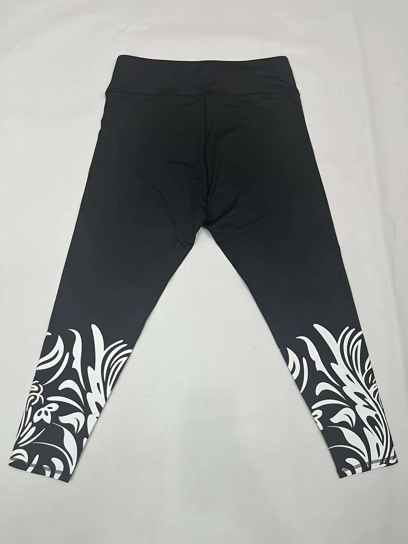 Plus Floral Print High Rise Stretch Fitness Leggings