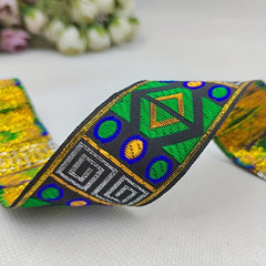 Vintage Jacquard Ribbon Embroidered Lace 2 Yards x 3 1/3inch