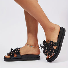 Women's Bowknot Slide Sandals Comfortable Open Toe Slip On Shoes