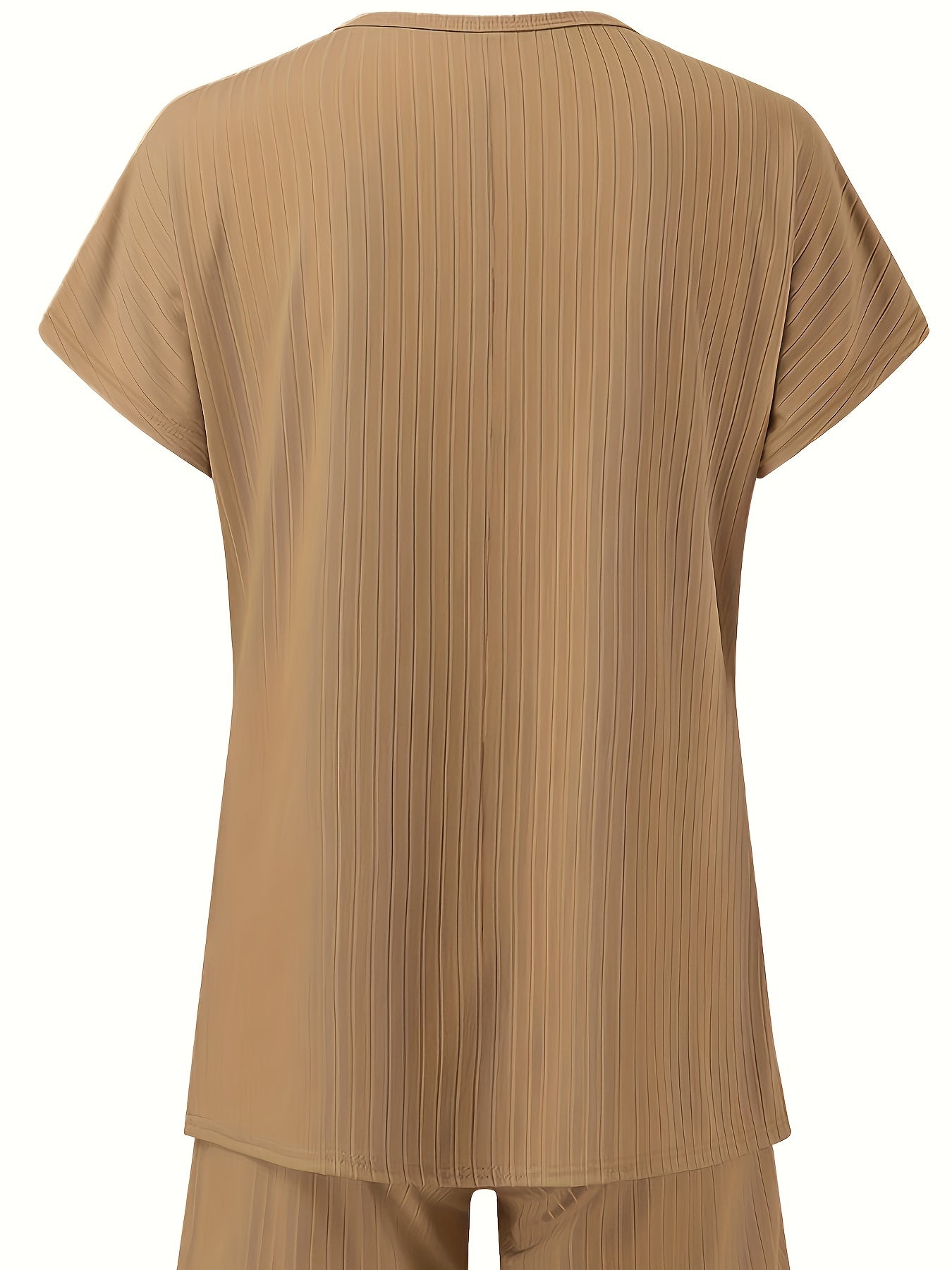 Women's Plus Ribbed Top & Shorts Set
