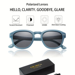OUWEN Polarized Round Sunglasses Milky/Smoke UV400 Protection VF2221E