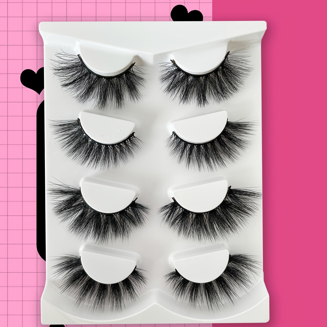 4 Pairs Full Strip False Eyelashes for Daily Use