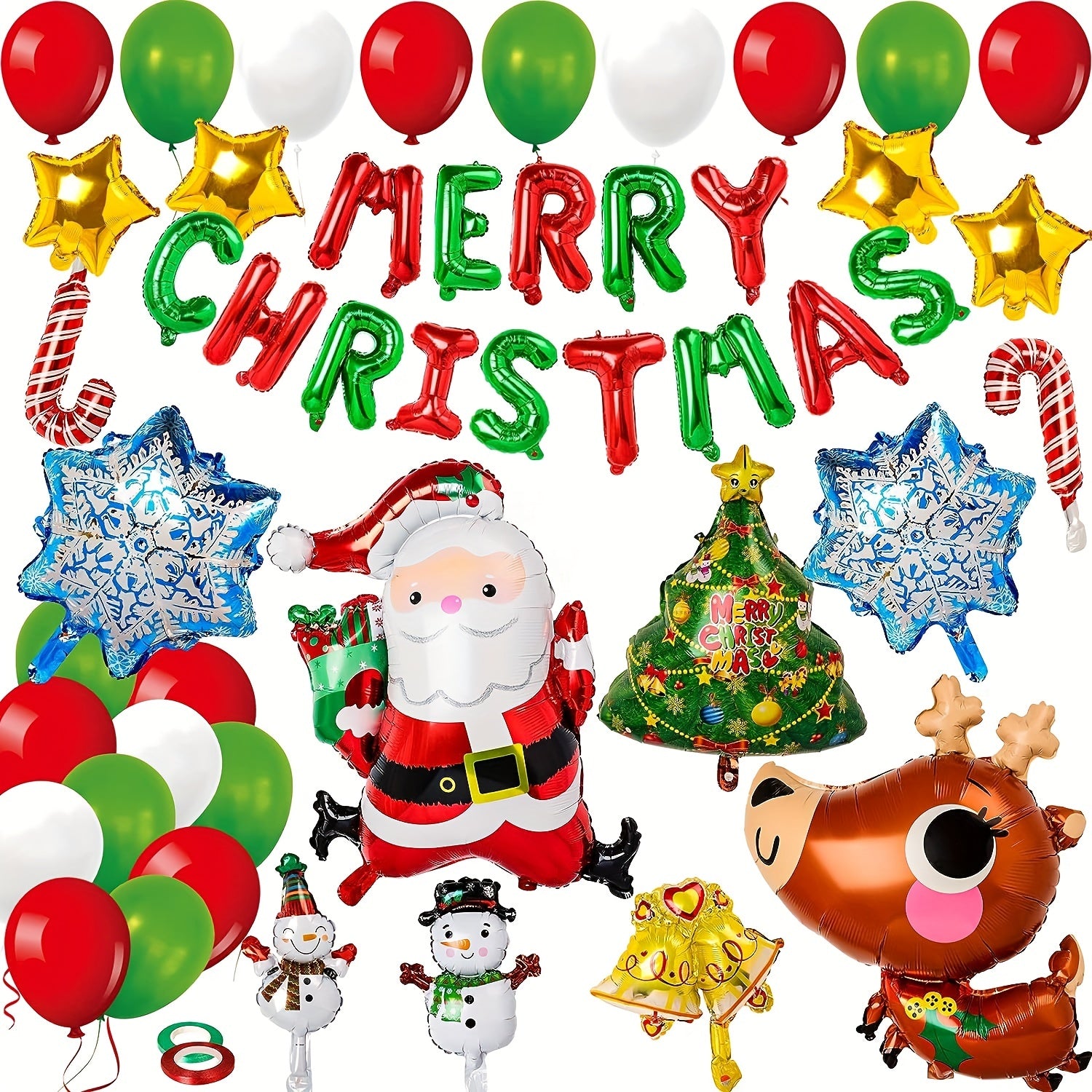 40pcs Christmas Balloons Foil And Latex Balloons Christmas Red Green Balloons