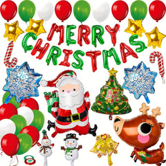 40pcs Christmas Balloons Foil And Latex Balloons Christmas Red Green Balloons