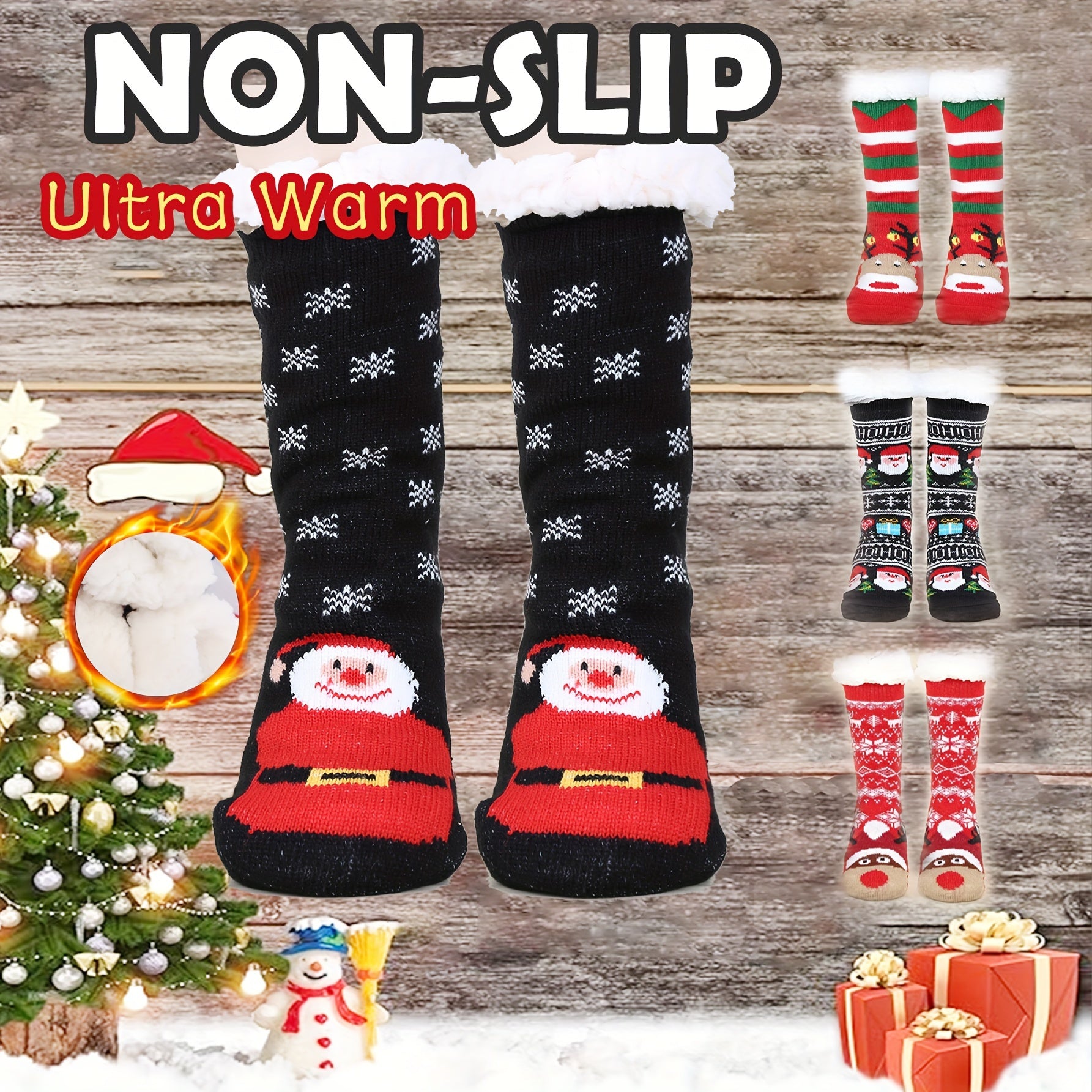 Warm Fuzzy Gripper Slipper Socks Cozy Sleep Winter Socks