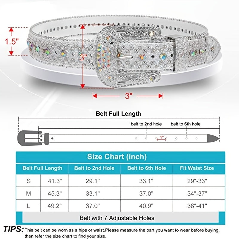 Western Studded Rhinestone Belt Vintage Bling Y2K
