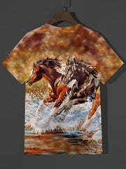 Horse 3D Print Men's Short Sleeve T-shirt Graphic Tee Men's Summer Clothes