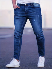 Slim Fit Moustache Effect Jeans Men's Casual Street Style