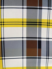 Colorblock Plaid Long Sleeve A Line Dress