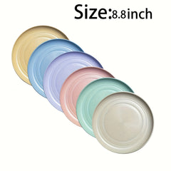 Set of 6 22cm Plastic Dinner Plates Reusable and Sturdy Unbreakable Dishes