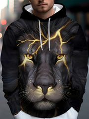 3D Print Lion Hoodie for Men Autumn Winter Graphic Pullover