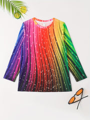 3D Rainbow Graphic T shirt For Girls Fall Winter