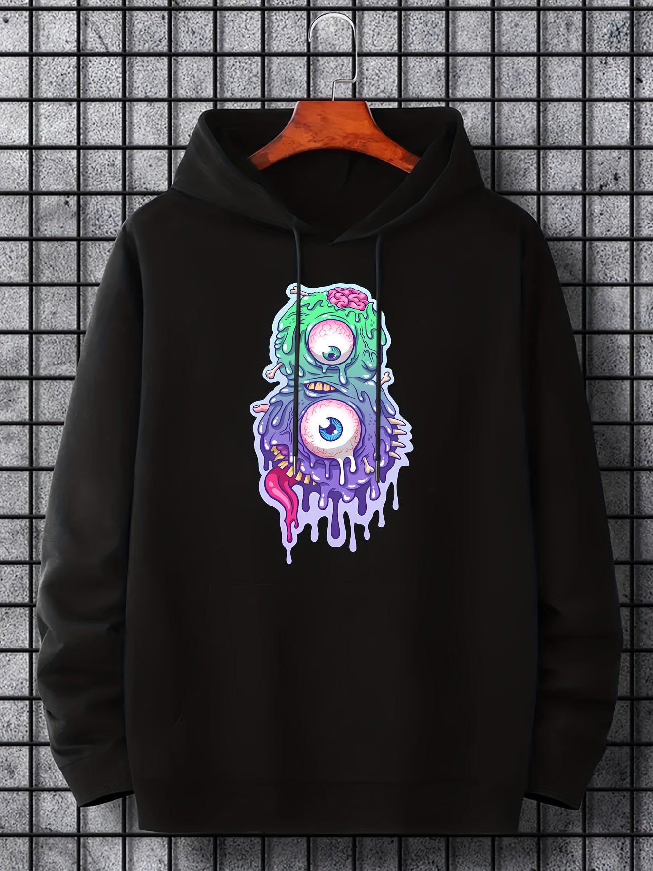 Men's Monster Graphic Hoodie Casual Stretch Breathable Hooded Sweatshirt