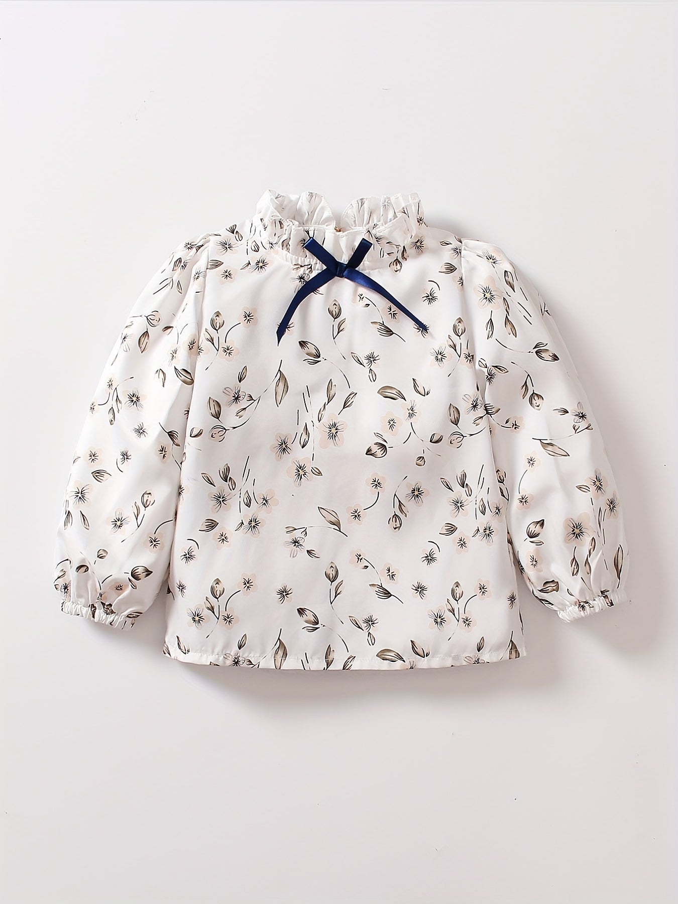 Girls Ruffle Collar Flowers Print Shirt Tops for 1-8 Years