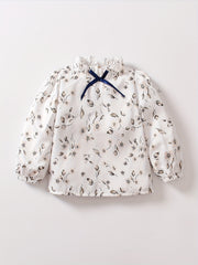 Girls Ruffle Collar Flowers Print Shirt Tops for 1-8 Years