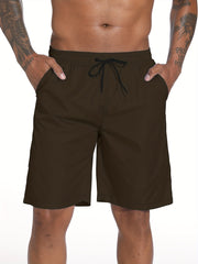 Quick Dry Drawstring Men's Swim Trunks Solid Board Shorts Men's Swimwear