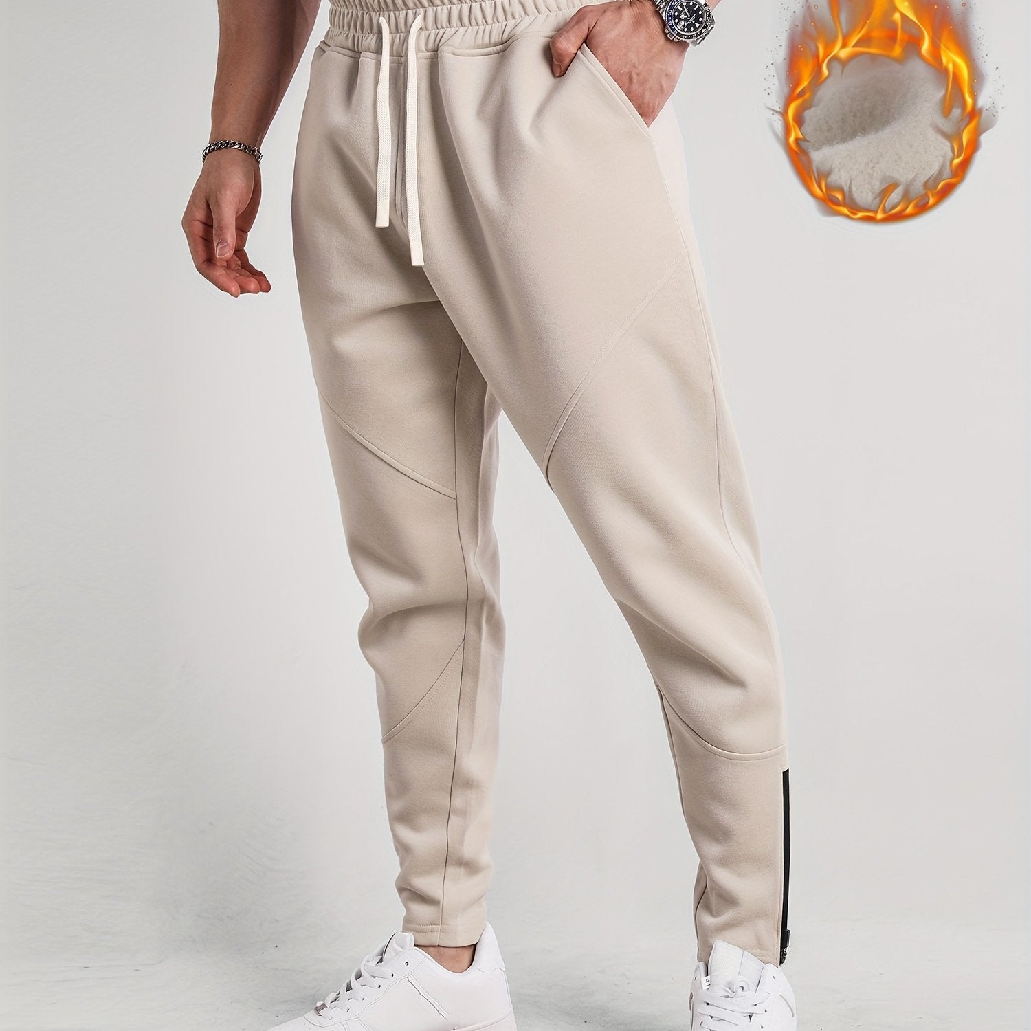 Men's Drawstring Fleece Sweatpants for Autumn Winter