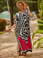 Women's Boho Tribal Print V Neck Cover Up Dress