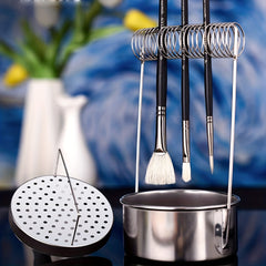 Stainless Steel Painting Pen Washer Leakproof with Cover and Drying Cylinder