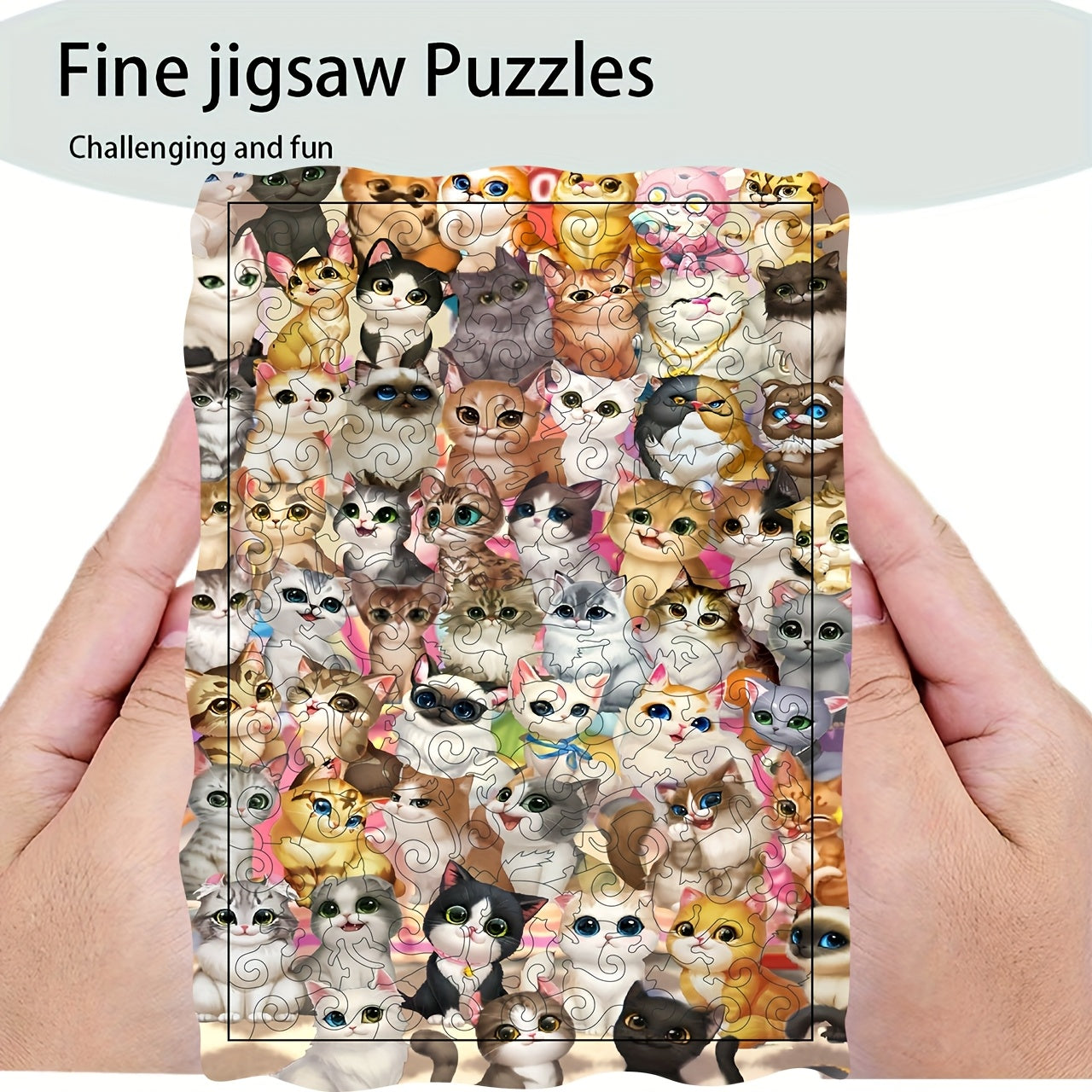 Cat Wooden Puzzle Two Piece Set Educational Jigsaw Toy