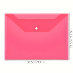 16pcs A4 Transparent Folder Button File Bag for Students Office School Home