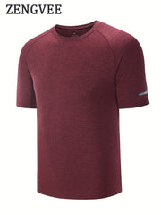 Men's Comfy Sports T-shirt Solid Tee for Fitness Activities