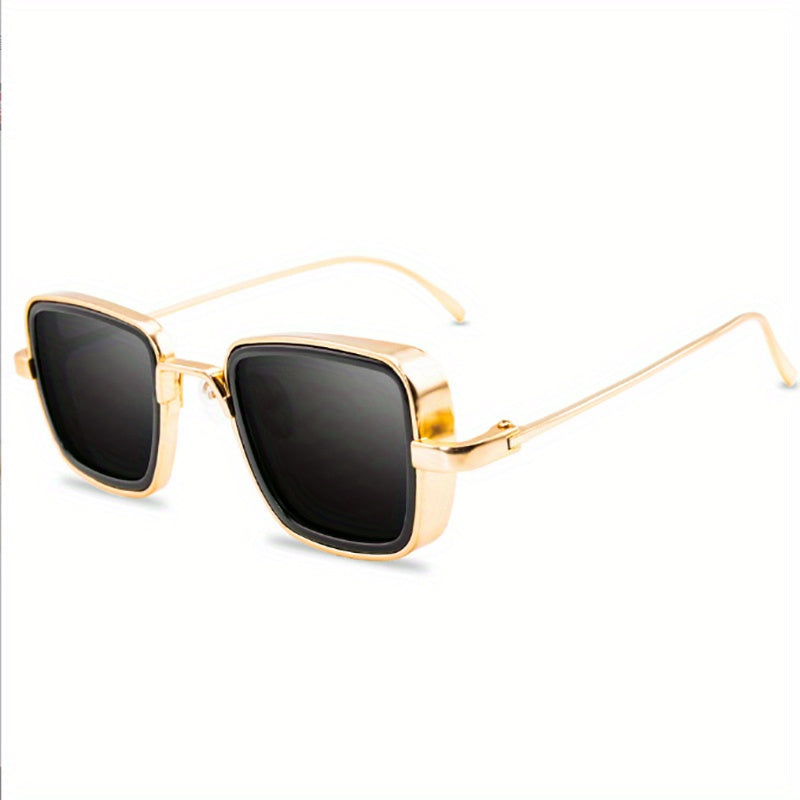 Men's Vintage Steampunk Polarized Metal Sunglasses Square Frame