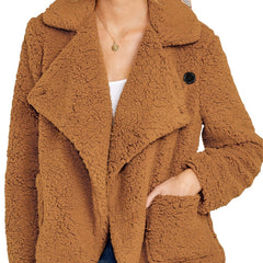 Women's Faux Fur Oversized Waterfall Collar Coat Casual Fuzzy Jacket