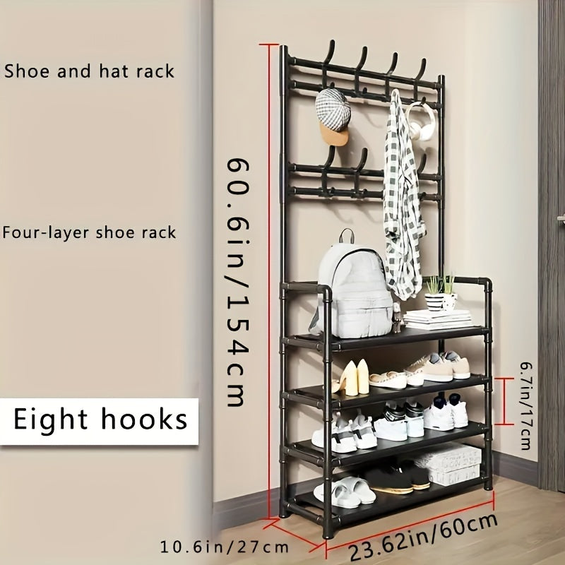 Floor To Floor Clothes And Hat Rack Shoe Rack Integrated Combination