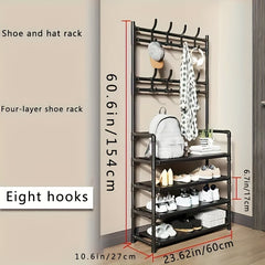 Floor To Floor Clothes And Hat Rack Shoe Rack Integrated Combination